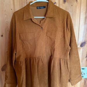 Source Unknown Women's Rust Brown Suede-Look Peplum Jacket Blazer
